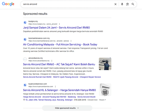 Iklan Google Ads Search Network